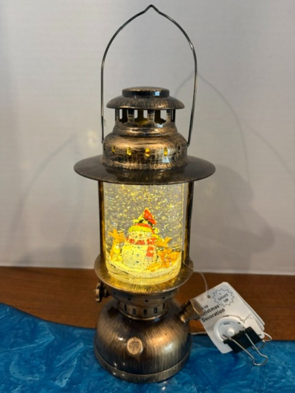 Lighted Christmas Snowman Glitter Snow Globe Lantern
